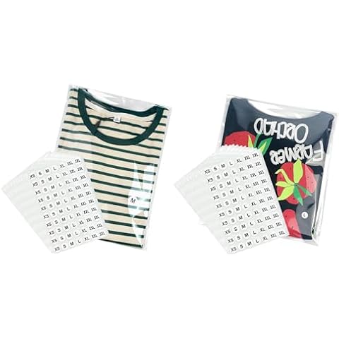 PigPotParty Bundle of 9"x12" & 10"x13" T-shirt Bags with Size Stickers Cover
