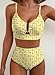 Herseas Women U Wire Two Piece Bikini Sets Floral Print Swim Suits Crisscross Back High Waisted Tummy Control Flattering Bathing Suit Fashionable Swim Outfits Summer Lemon Check Print Small