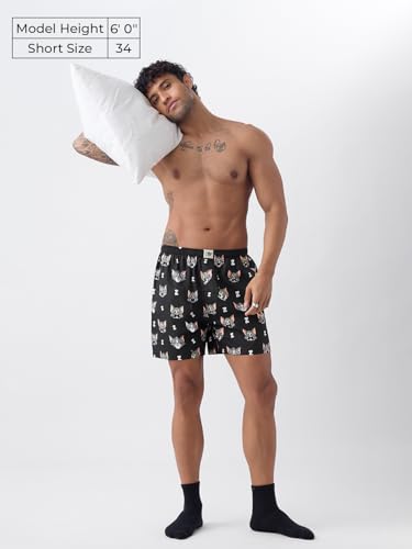 Image of The Souled Store Official Stranger Things: Hawkins Mens and Boys Regular fit Graphic Printed Cotton Green Color Men Boxer Shorts