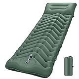 Isomatte Camping Selbstaufblasend, 9cm/3.5inch Verdicktes Aufblasbare Isomatte mit Fußpresse Pumpe & Kissen, Ultraleicht Wasserdicht Luftmatratze Outdoor, Anti-Ripstop Schlafmatte für Wandern & Strand