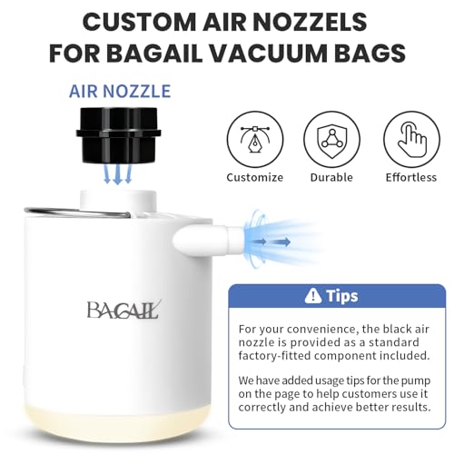 Image of BAGAIL TPU Vacuum Bag for Travel, Reusable Compression Bag with IPX8 Waterproof Zipper, Save Space for Suitcase, Backpack and Carry on (Jet Black, Large, With Pump)