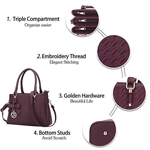 Image of KKXIU Women Satchel Bags Handle Shoulder Handbags and Purses Pockets Zipper Leather Crossbody Bags