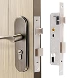 LYPPUL Cerradura de Embutir, Habitación Cerradura de Embutir, cerraduras para Marco de Tubos 85MM Centro 25MM Backset Cuerpo De La para Puertas Interiores y Puertas de Baño
