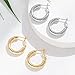 14k Gold Plated Thick Gold Hoop Earrings Lightweight Hollow Tube Earings for Women Hypoallergenic Chunky Gold/Silver Hoop Earrings 25mm