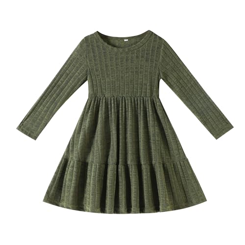Image of Toddler Baby Girl Long Sleeve Dress Girls Knit Sweater Dresses Tiered Kids Swing Holiday Clothes Fall Winter