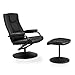 GOPLUS Relaxsessel, Wohnzimmersessel, Fernsehsessel Leder, Relaxstuhl drehbar, TV Sessel Set, schwarz, mit Hocker (Schwarz)