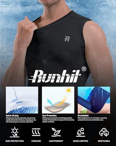 Runhit FZMS0106153-03-BLACK:L Sleeveless Compression Shirt Men Tank Tops Gym Workout Mens Sleeveless Tee Shirts thumb #4