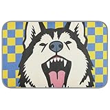 Tapis de refroidissement pour chien husky sibérien à carreaux bleus et jaunes - Tapis de refroidissement auto-rafraîchissant pour animaux de compagnie pour hamster - Confortable - Chat - Tapete Frio