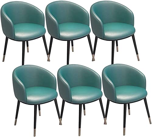 SJIALEN Modern Dining Chairs Set of 6, for Living Room Reception Office Chairs PU Leather Seat Backrest Metal Legs Kitchen Chairs Kitchen Chair (Color : Turquoise, Size : 42x42x75cm)