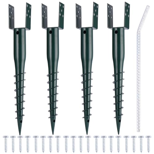 No Dig Ground Screw Anchor Spike 27 inch U Shaped Post Stake for Mailbox and Fence Includes Lag Bolts & Rebar Fits Standard 4x4 (3.5 X 3.5 Inch) Post.