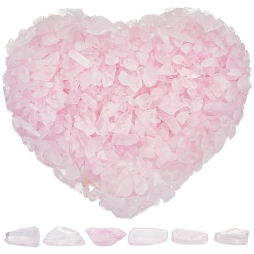 SOFPLATE 500g /1.1 lb Rosenquarz Trommelsteine Natursteinsplitter Kleine Rosa Unregelmäßige Dekorative Edelsteinperlensplitter Ohne Löcher Großpackung Für Zuhause Vasenfüller Flaschen Pflanzgefäße Dek