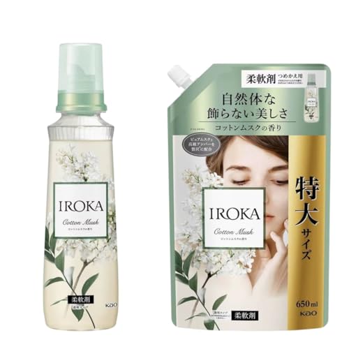 【まとめ買い】フレアフレグランス 液体 柔軟剤 IROKA コットンムスクの香り 本体540ml + 詰替え650ml (本体540ml+詰替650ml)