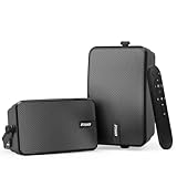Inwa Upgraded 400W Outdoor Bluetooth Speakers Pair - Active Passive Wall Mount Stereo Speaker, Wireless Multi-Speaker Connection with Auracast, Sound System w/Aux for Porch, Patio, Garage, Home
