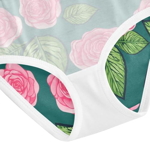 Cotton Toddler Girls Underwear Floral Pink Roses Green Teal Panties Little Girl Fancy Briefs Underpants 2t 5