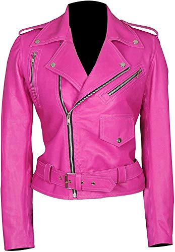 Veste en cuir rose pour femme taille 42 pour rompre avec les vestes noires