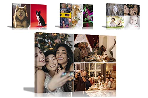 Artley Prints3 Photos on Custom Canvas Wall Art Hanging Wall Decor Personalised Pictures Stretched and Framed Prints 30 x 20cm (12 x 8 inches) A4