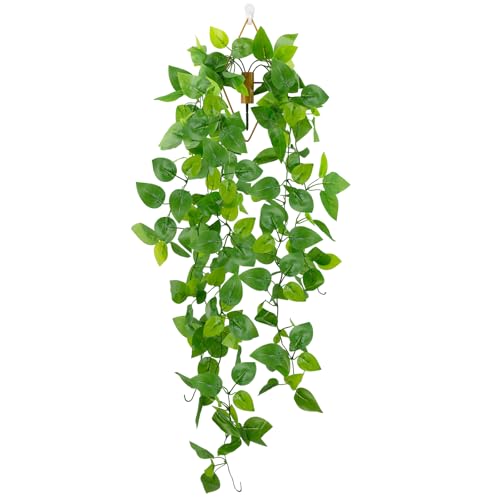 Image of LOYWREE Artificial Hanging Plants with Wall Planter, Faux Pothos Vines Fake Hanging Plant, Plastic Greenery Wall Decor for Indoor Outdoor Home Office Garden Patio Bedroom Living Room Decor
