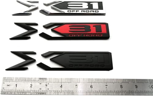 Image of Pair Set Sierra 1500 X31 Off Road Emblems 3D Rear Bodyside Truck Bed Decal Badge Nameplate Replacement for 2019-2022 Sierra 84682662 (Chrome Black)