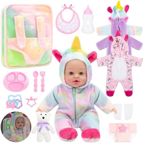deAO 12 Inch Soft Baby Doll Backpack Glow in Dark …