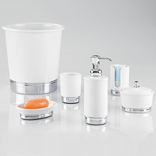 iDesign 70201 Liquid Dispenser, Small Metal and Ceramic Pump for The Main and Guest, Modern Hand Soap Bottle for Bathroom or Kitchen Sink, White/Chrome