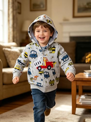 Image of Popshion Boys Toddler Cartoon Dinosaur Hoodies Jacket Cool Long Sleeve Zipper Hooded Sport Sweatshirt Coat for Kids 1-7 Years