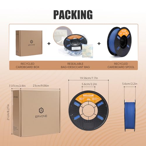Image of ERYONE Matte PLA Lite 3D Printer Filament 1.75 + /- 0.03mm, Matte Filament 1KG(2.2LBS) Spool, Classic Blue