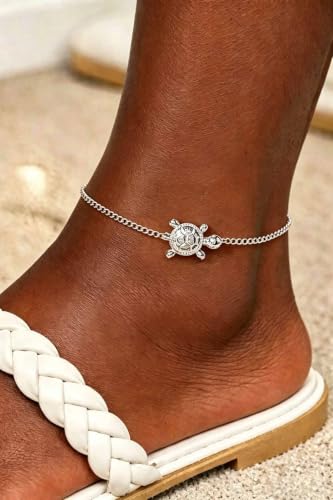 Image of Yalice 925 Sterling Silver Ankle Bracelets for Women Dainty 14K Gold Plated Anklets Set Shiny Waterproof Ankle Chain Cross Beach Foot Jewelry Gifts