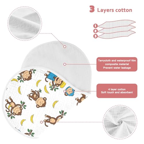 2 Pack Muslin Burp Cloths Monkey Banana White Cotton Baby Burp Cloths Ultra Absorbent Soft Thick Burping Cloth for Newborn Must Haves, Large 22" x 11"3