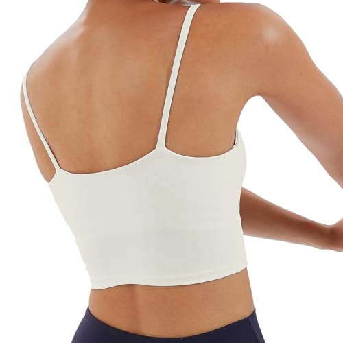 Image of Women's Strappy Stretch Sports Bra Longline Yoga Tank Top Fitness Bra Workout Camisole Crop Tops for Teen Girl
