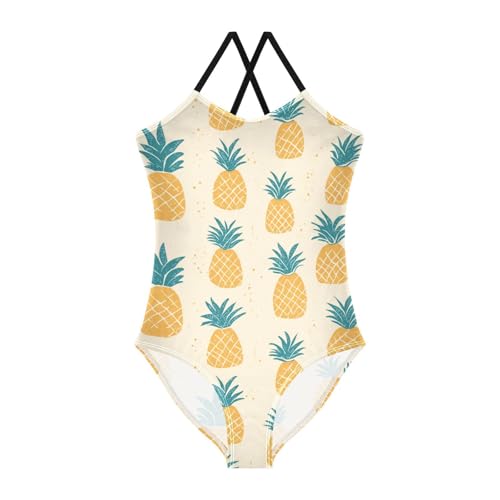 ZZKKO Watercolor Pineapple Girls Swimsuit One Piece Bathing Suit for Baby Girls' Swimwear 3T