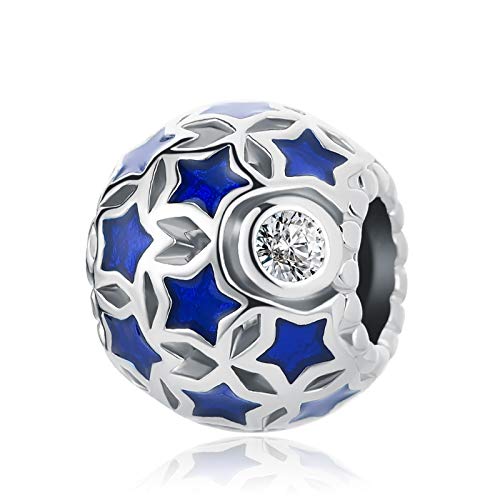 Abalorio de estrellas azules compatible con pulseras Pandora para mujer