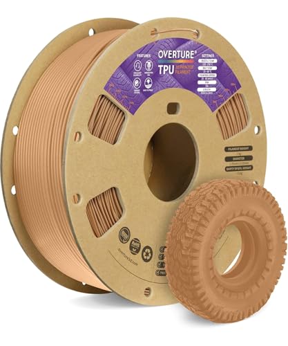 Image of OVERTURE TPU Filament 1.75mm Flexible Roll, 95A Soft 3D Printer Filament, 1kg Spool (2.2 lbs), Fit Most FDM Printer (TPU Brown)