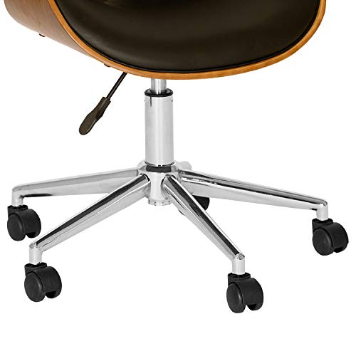 Armen Living Daphne Office Chair In Black Faux Leather And Chrome Finish, 33" X 21" X 20" #TOP2