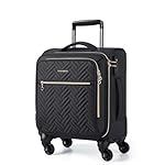 BAGSMART Underseat Carry On luggage Airline approved, 16-inch Softside Underseater Travel Suitcase with Spinner Wheels Lightweight Overnight Bag Small Rolling Carry-on for Women Men Weekender,Black