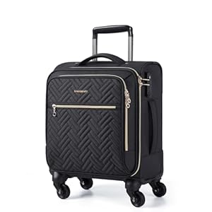 BAGSMART Maleta de viaje para equipaje, Bajo el asiento-negro, Equipaje debajo del asiento, Equipaje de mano bajo el asiento de 16 pulgadas con ruedas giratorias y cerradura Tsa