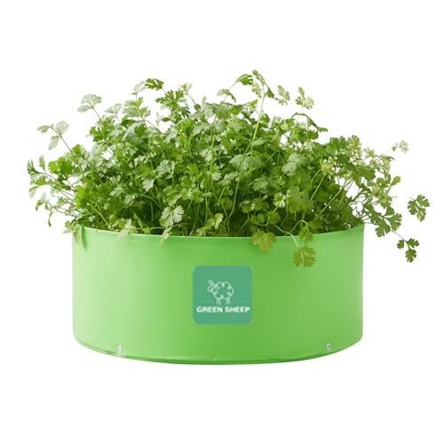 Image of GREENSHEEP HDPE Grow Bag Heavy Duty 260 GSM Round Plants Flower Growing Bags Floor Standing Mount Type for Home Garden Balcony Terrace Kitchen Nursery (Green, 18x9 inch, Pack of 3)