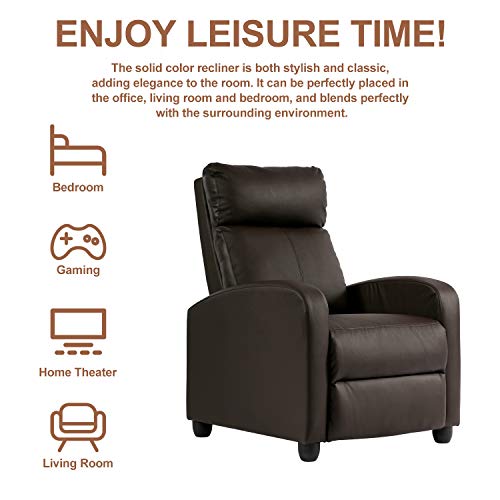 Cl.store Home Theater Seating Recliner Chair Sofas For Livingroom Bedroom Furniture Pu Leather Padded Seat Modern Club Reading Armchair Ergonomic Reclining Brown, 20(L) X 29(W) 40.5(H) Inches #TOP5
