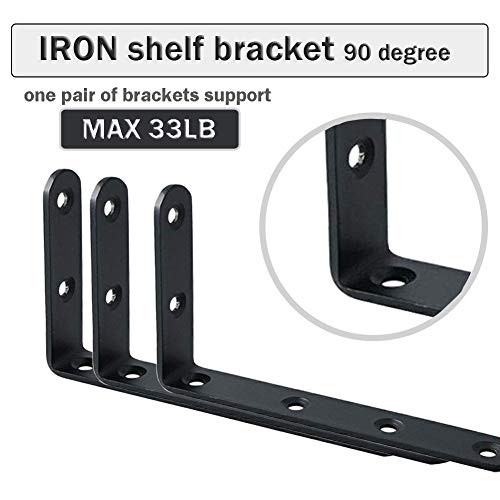 Winker Corner Brace 8 Pcs Shelf Bracket Heavy Duty Black Steel L Corner Brace, Decorative Joint Angle Bracket For Shelf 5 Inchx3 Inch Shelves Wall Hanging Bracket With Screws thumb #3