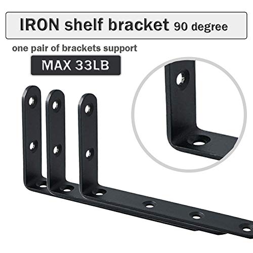 Corner Brace 8 Pcs Shelf Bracket Heavy Duty Black Steel L Corner Brace, Decorative Joint Angle Bracket for Shelf 5 InchX3 Inch Shelves Wall Hanging Bracket with Screws (125X75mm(5 InchX3 Inch)(8PCS))