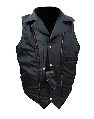 A&H Apparel Men's Classic Cowhide Leather Biker Vest - Concealed Carry Durable Design3