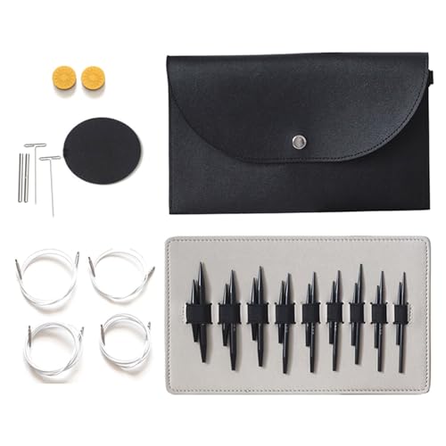 Juego de agujas de tejer redondas cortas de 3,0 a 6,0 mm intercambiables con estuche y accesorios para tejer