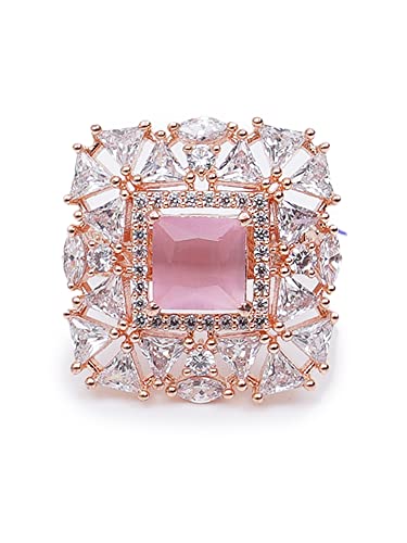 Image of Karatcart Platinum Plated Elegant Austrian Crystal Adjustable Leaf Ring for Women and Girls