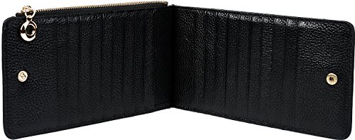 Yaluxe Women's Rfid Blocking Genuine Leather Multi Card Organizer Wallet With Zipper Pocket Rfid Blocking Black #TOP5
