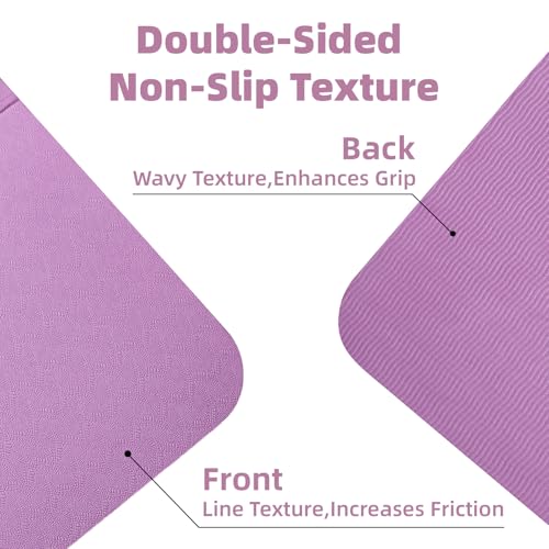 Tappetino Da Yoga Pieghevole Tappetino Fitness Portatile Antiscivolo In Tpe Tappetino Da Yoga Da Viaggio Tappetino Sportivo Per Pilates,Ginnastica,Allenamento E Viaggio,183 X 61 X 0,5 Cm (Viola) - 3