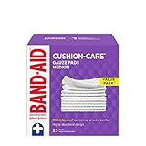 Band-Aid Brand CUSHION-CARE(TM) Gauze Pads are Sterile and Ideal for Minor Cuts, Scrapes & Burns, Non-Adhesive & Individually-Wrapped Wound Care Dressing Pads, Medium Size, 3 inches x 3 inches, 25 count, Value Pack