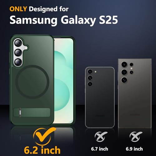 Image of SPIDERCASE Magnetic for Samsung Galaxy S25 Case, [3 Stand Ways][ Military Grade Drop Protection] with Invisible Stand Shockproof Slim Case for Samsung Galaxy S25 6.2 inch, Green
