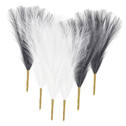 Runrotoo 6 Pcs Dinning Table Decor Flower Plants Pampas Grass Bouquet Fluffy Pampas Grass Branches Fluffy Pampas Bouquets Pampas Grass Artificial Pampas Grass Short Stem Faux Pampas Grass #TOP3