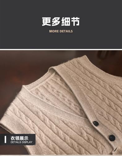 Men's V-Neck Knitted Cardigan Vest Twisted Flower Business Button Down Knitted Sleeveless Sweater Vest3
