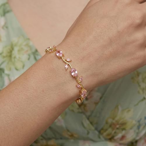 Image of MIRAYHA VIral Tulip Bracelet for Women | Bloom Floral Tulip With Crystal Stones For Women & Girls| Gift for Girlfriend & Wife|Romantic Floral Crystal | Cute Aesthetic Korean Jewellery