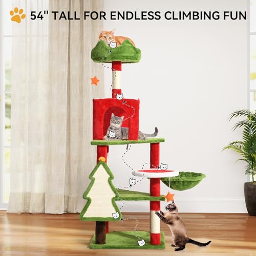 Torre para gatos DWVO 54 pulgadas con perchas y postes rascadores miniatura 6